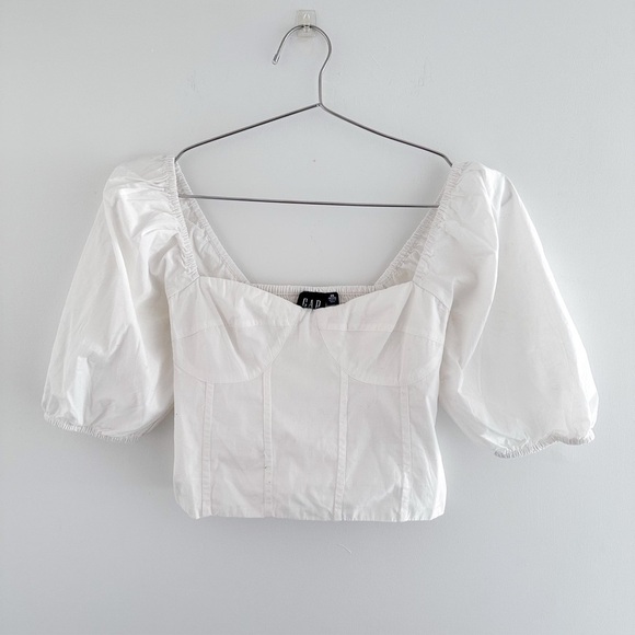 Gap Puff Sleeve Sweetheart Crop Top NWT - Picture 3 of 9